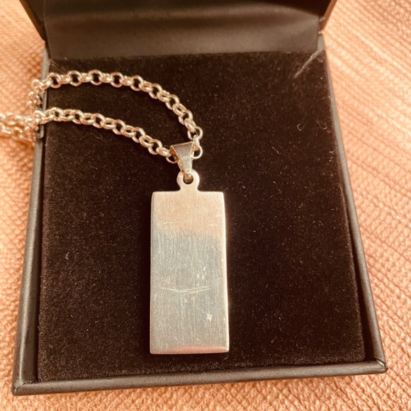 EJ Solid Sterling Silver Millennium Ingot Pendant + 20” Rolo Chain - Picture 4 of 8